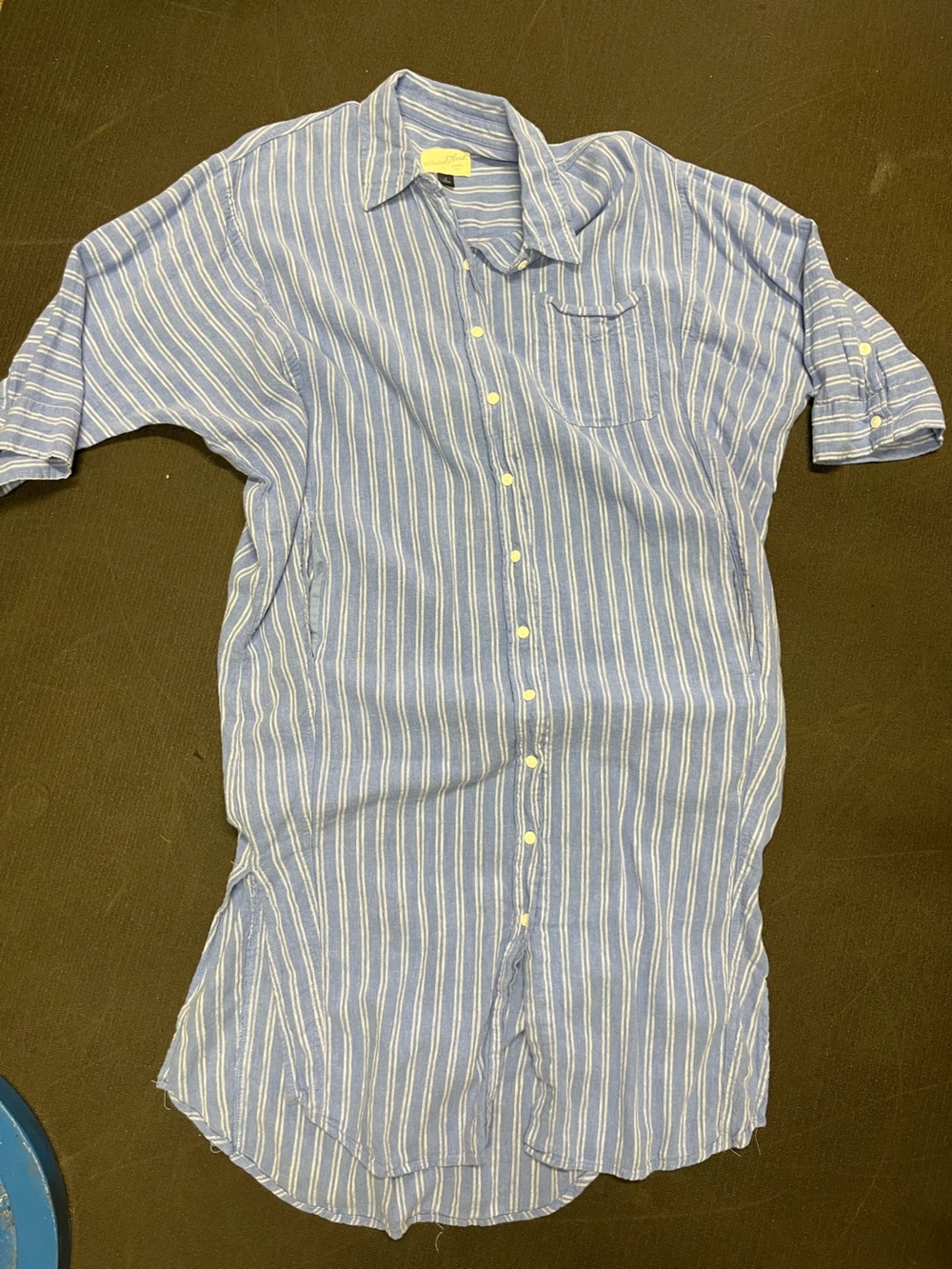 Universal Thread Blue and White Striped Midi Shirt Dress